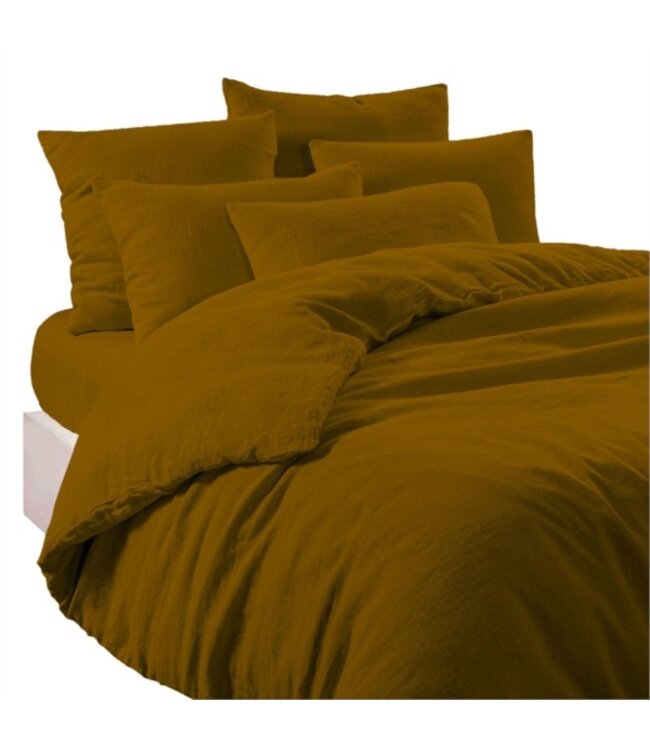 haomy Housse de couette en lin  gold