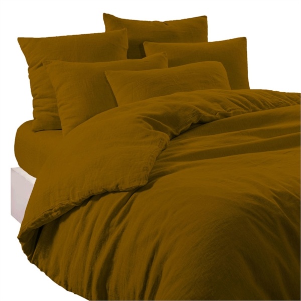 haomy Linen duvet cover gold