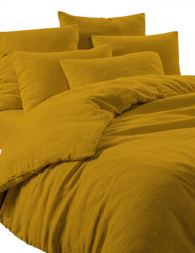 haomy Saffron yellow linen duvet cover