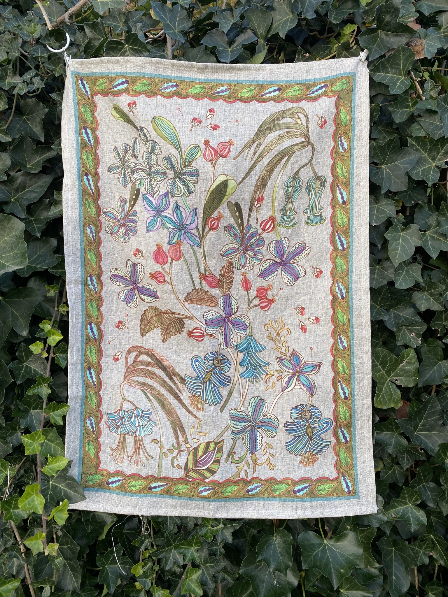 tessitura toscana Occitane Celeste" hemp tea towel