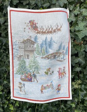 tessitura toscana incanto rosso" linen tea towel