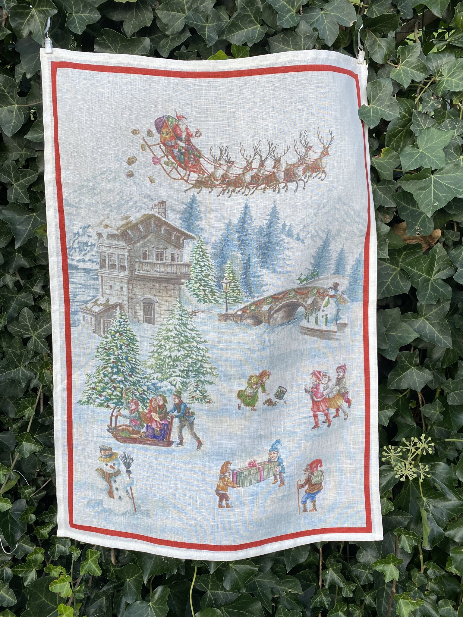 tessitura toscana incanto rosso" linen tea towel