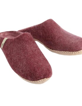 egos Chaussons en laine bouillie bordeaux