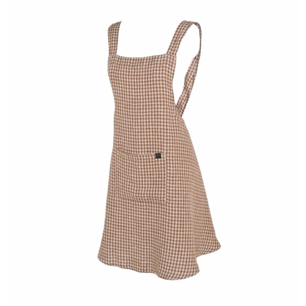 haomy Japanese apron in gold gingham linen