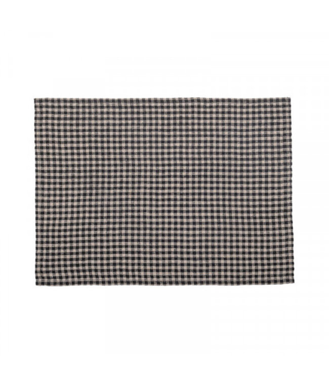 haomy Charcoal" gingham linen place mat or napkin