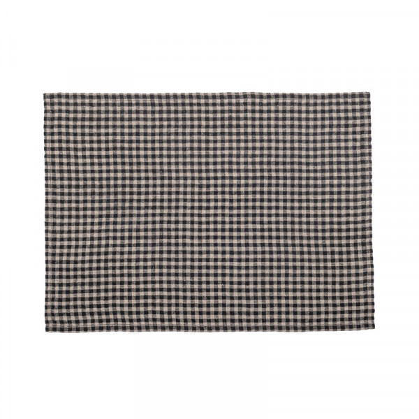 haomy Charcoal" gingham linen place mat or napkin