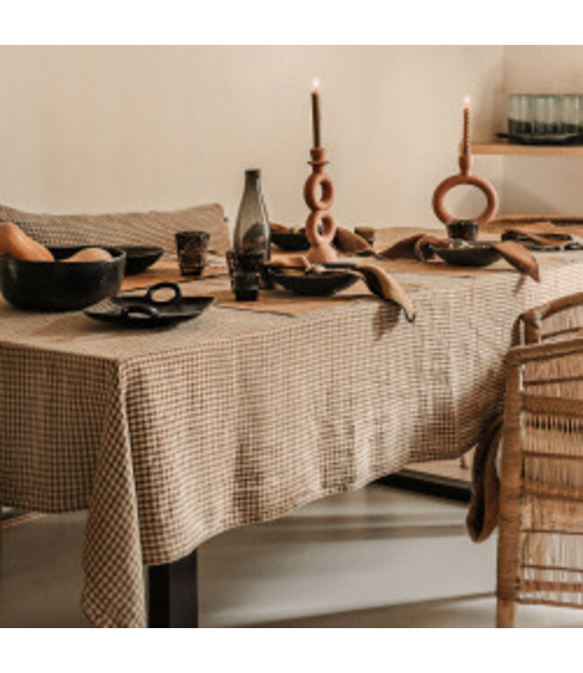 haomy Pigeon" gingham linen tablecloth