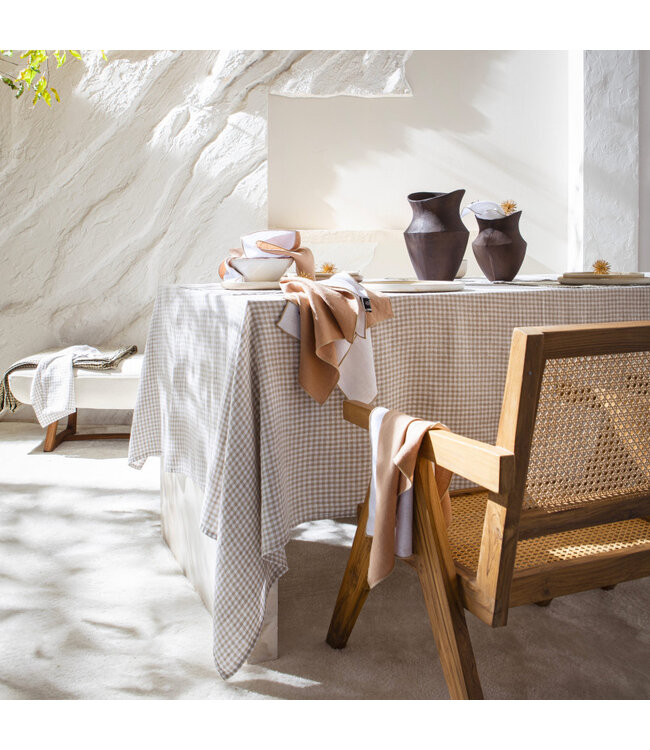 haomy Pigeon" gingham linen tablecloth