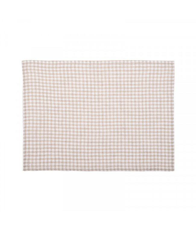 haomy Gingham linen tablecloth in linen colour