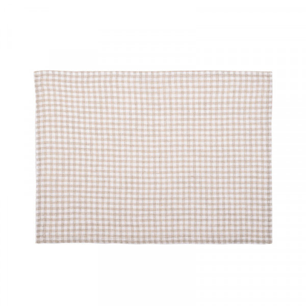 haomy Gingham linen tablecloth in linen colour