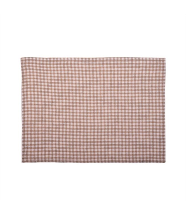 haomy Gingham gold linen tablecloth