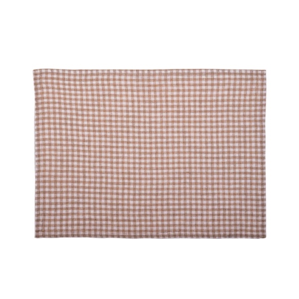 haomy Gingham gold linen tablecloth