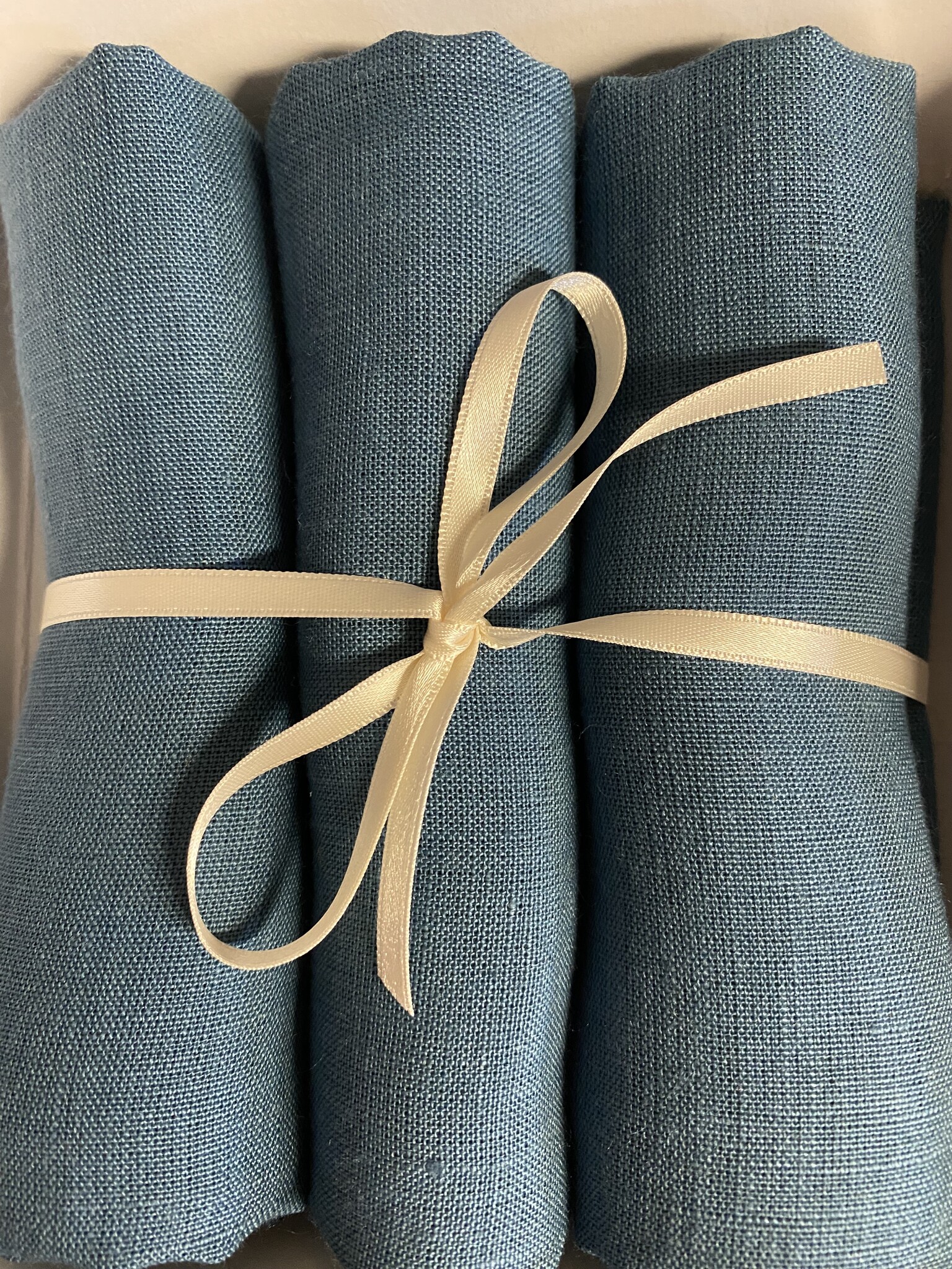 Le grenier du lin Blauwe linnen zakdoek