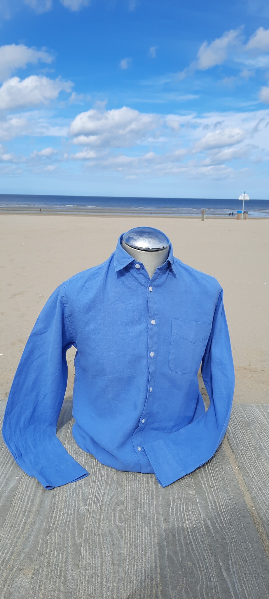 Le grenier du lin Chemise en lin manches longues bleu lavande