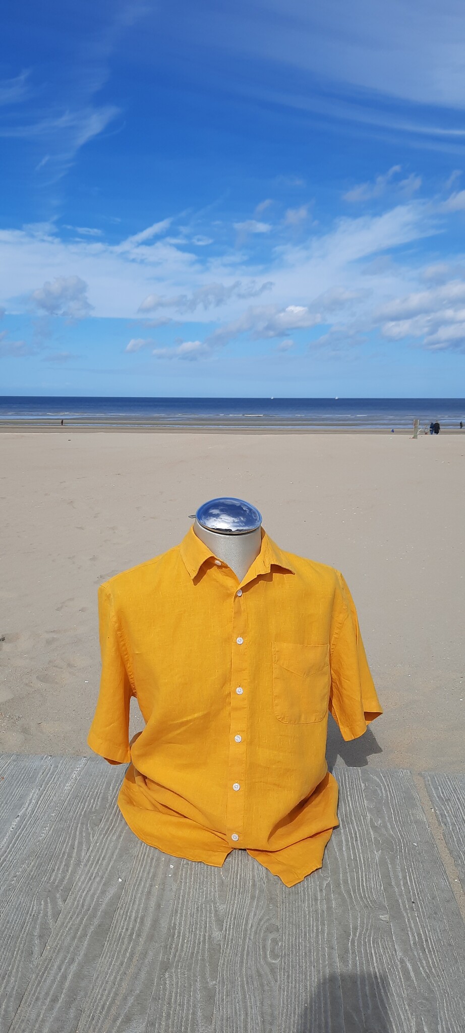 Le grenier du lin Chemise en lin manches courtes jaune