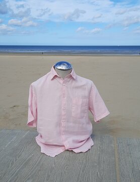 Le grenier du lin Chemise en lin  manches courtes rose