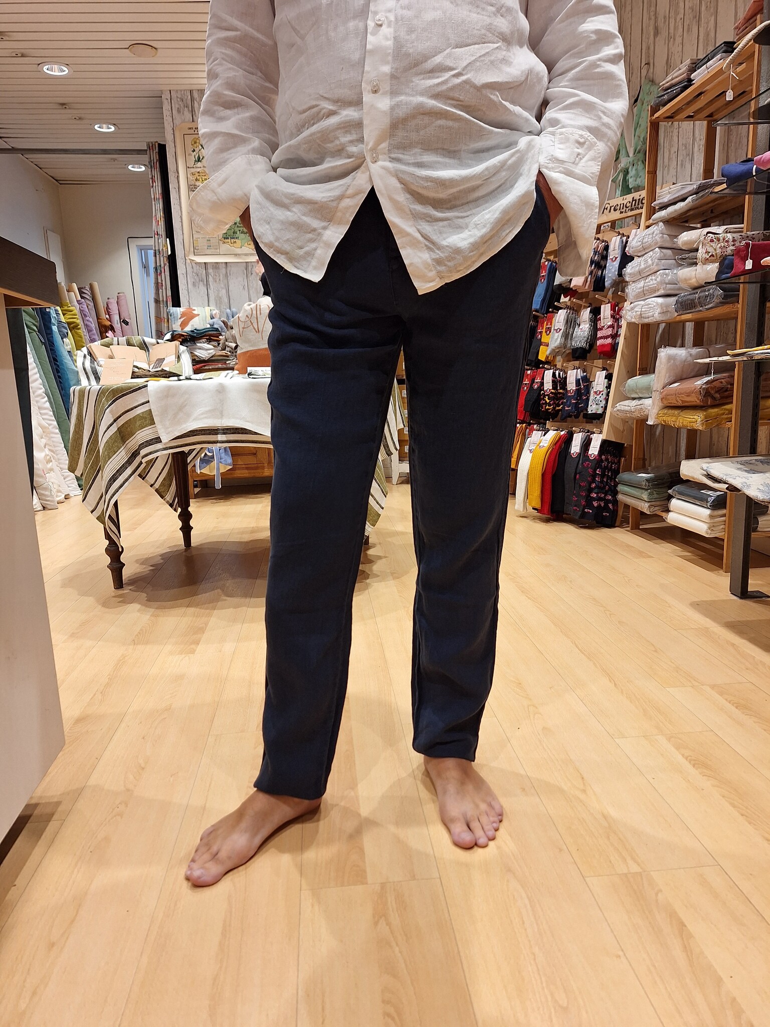 Le grenier du lin Clark navy blue linen trousers