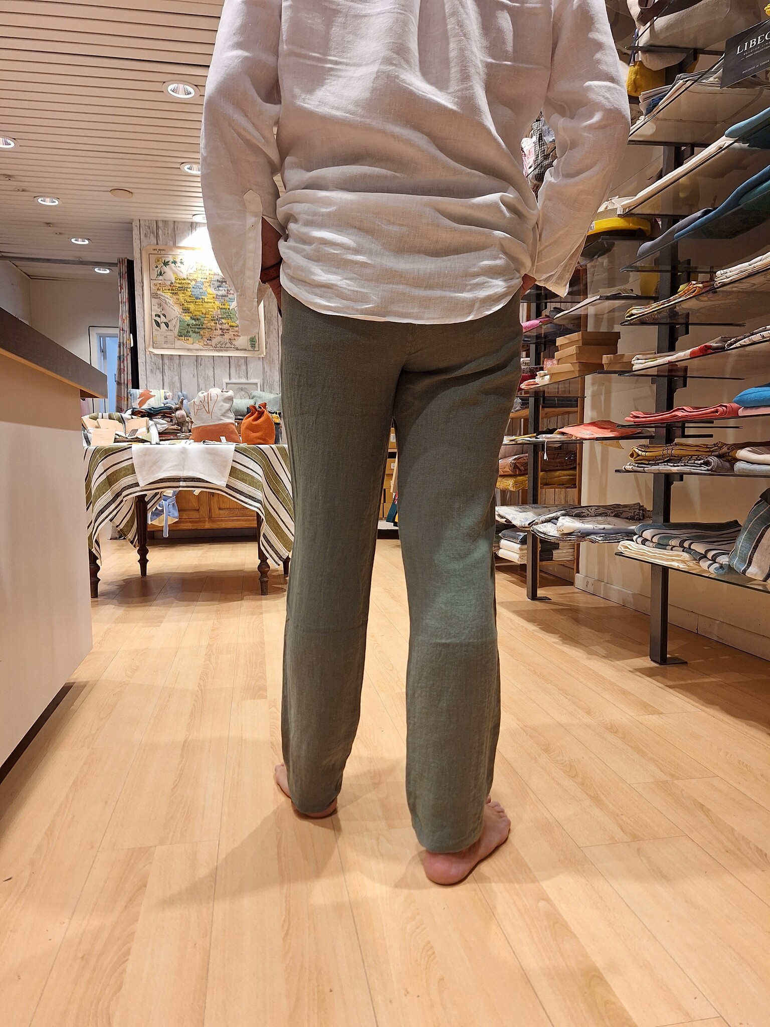 Le grenier du lin Pantalon  en lin Clark  olive