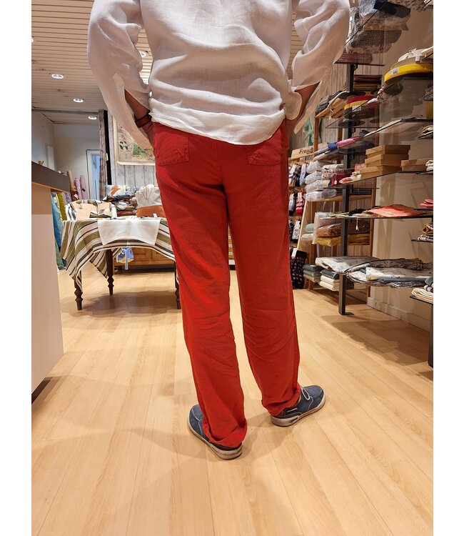 Le grenier du lin Pantalon homme en lin 100% Van ketchup – Coupe droite, confection européenne