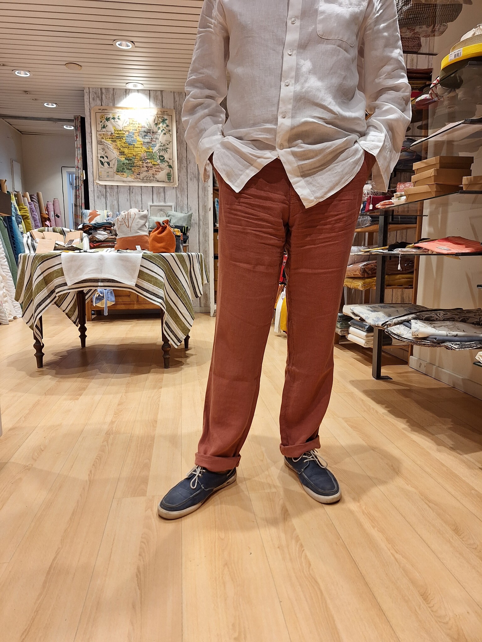 Le grenier du lin Pantalon en lin van  terra cotta