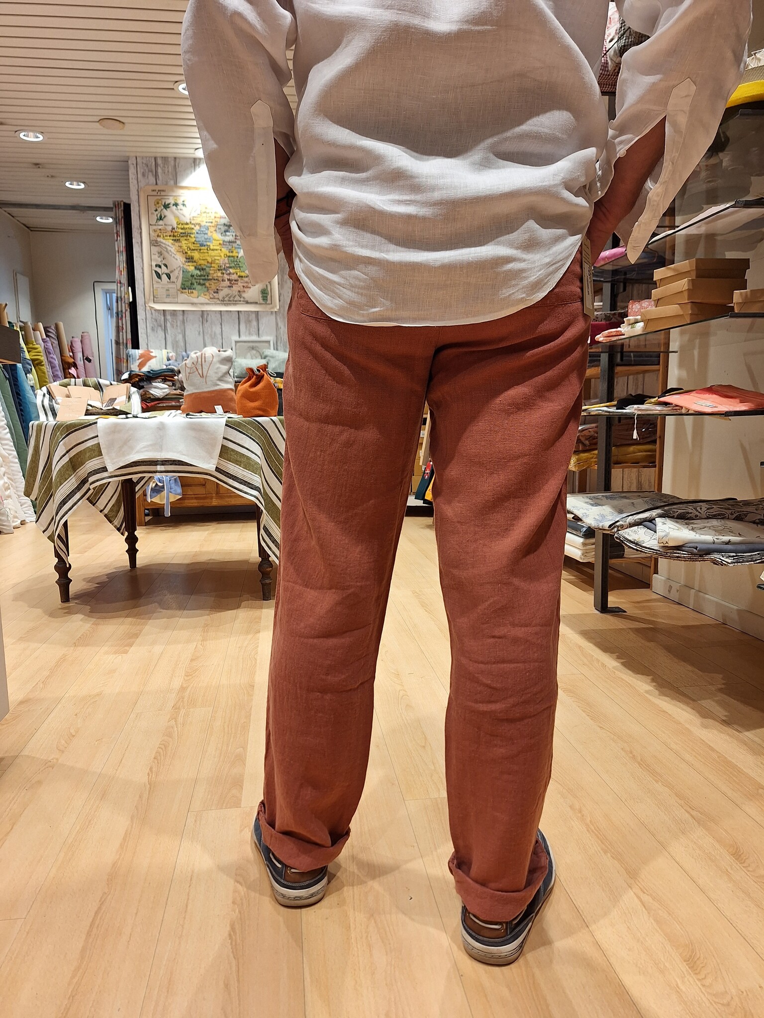 Le grenier du lin Pantalon en lin van  terra cotta