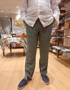 Le grenier du lin Van olive linen trousers