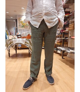 Le grenier du lin Pantalon en lin homme Van – Olive