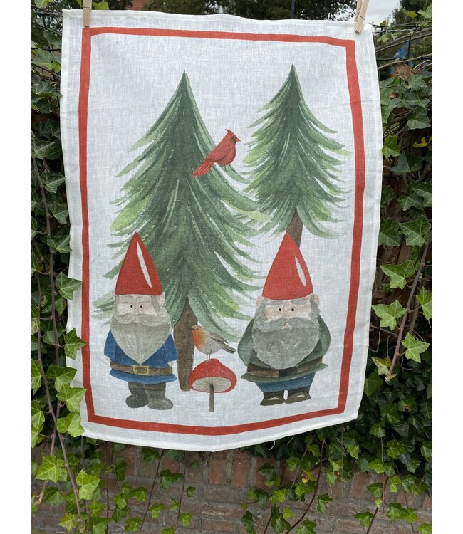 tessitura toscana Torchon  ou décor en lin " jolly elf red "
