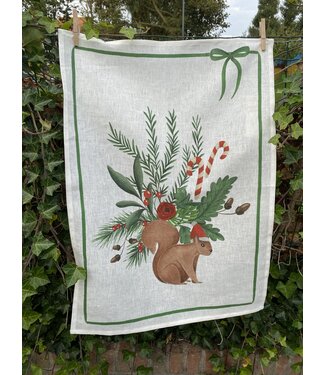 tessitura toscana Tea towel or linen decor "nutnook green"