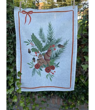 tessitura toscana Theedoek of linnen decor "noothoek rood"