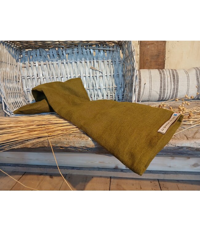 Le grenier du lin Olijfkleurige fles met heet water uit lijnzaad