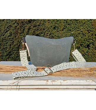Le grenier du lin Sac à bandoulière  en lin vert kaki