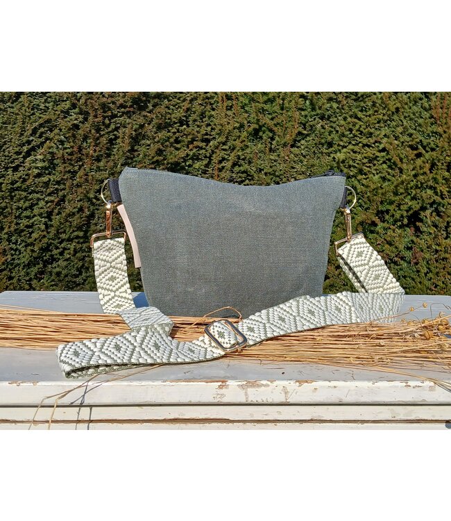 Le grenier du lin Sac à bandoulière  en lin vert kaki