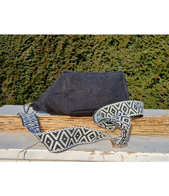 Le grenier du lin Linen shoulder bag BLACK