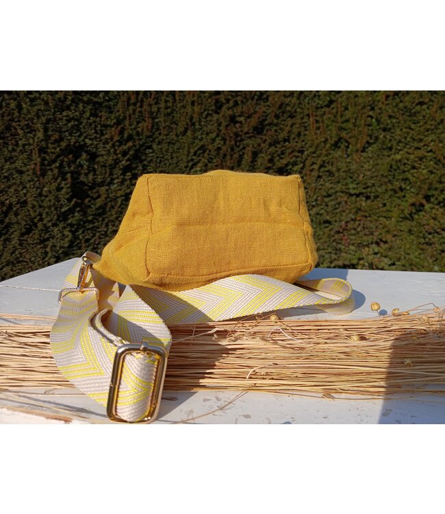 Le grenier du lin Sac en lin  à bandoulière JAUNE