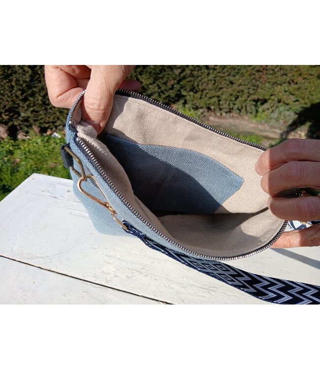Le grenier du lin Sac  en lin à bandoulière BLEU