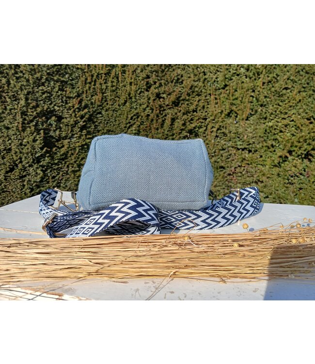 Le grenier du lin Linnen schoudertas BLAUW