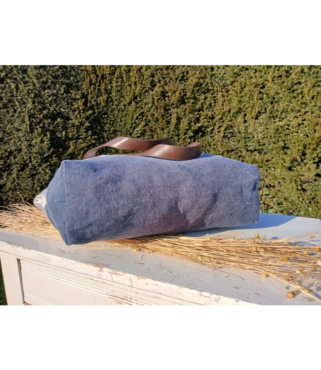 Le grenier du lin Sac en lin à anses simili cuir BICOLORE