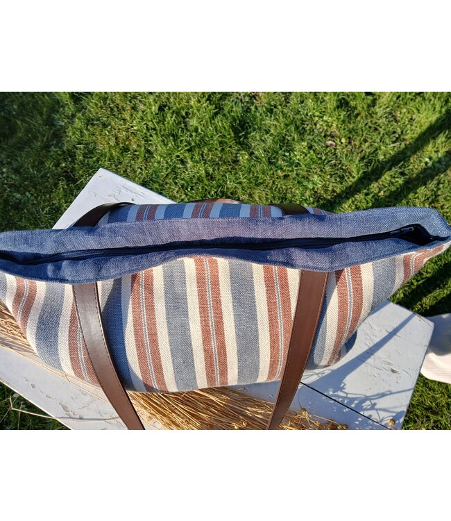 Le grenier du lin Sac en lin à anses simili cuir BICOLORE