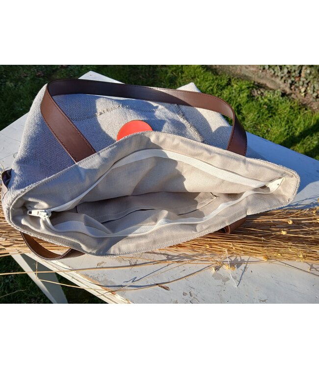 Le grenier du lin Sac en lin  à anses BOUTON COCO NATUREL