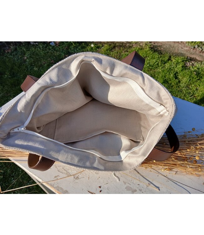 Le grenier du lin Sac  en lin à anses POCHE NATUREL