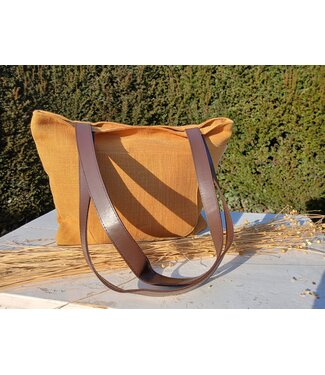Le grenier du lin Sac  en lin à anses POCHE JAUNE
