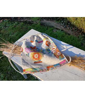 Le grenier du lin Sac à dos ficelle en lin  MOSAIQUE