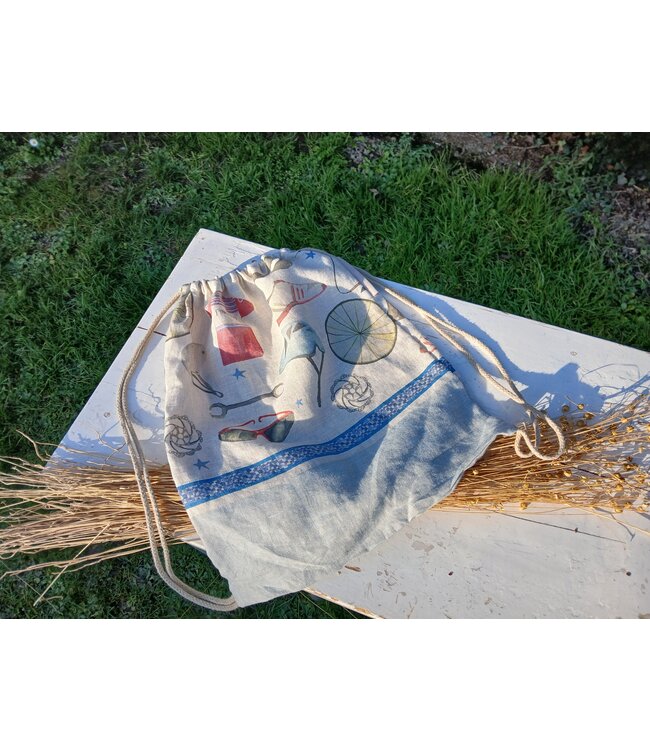 Le grenier du lin Bicycle linen string rucksack