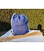 Le grenier du lin Linen string rucksack with dark blue pocket