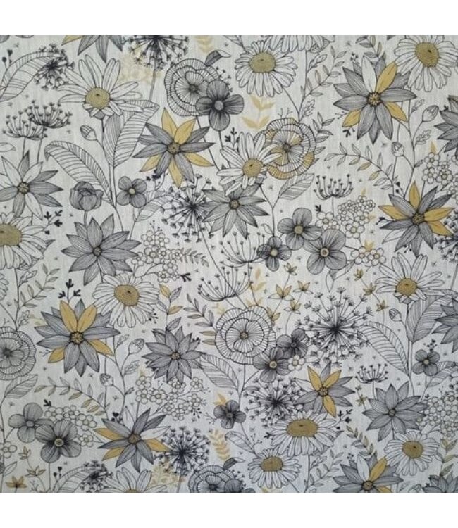 Tissu en lin enduit "daisy gold"