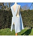 Japanese apron in celadon striped linen