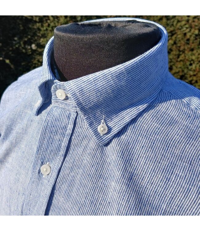 Chemise manches longues fines rayures bleu