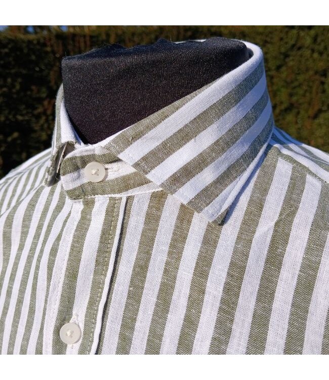 Le grenier du lin Chemise manches longues rayures vertes