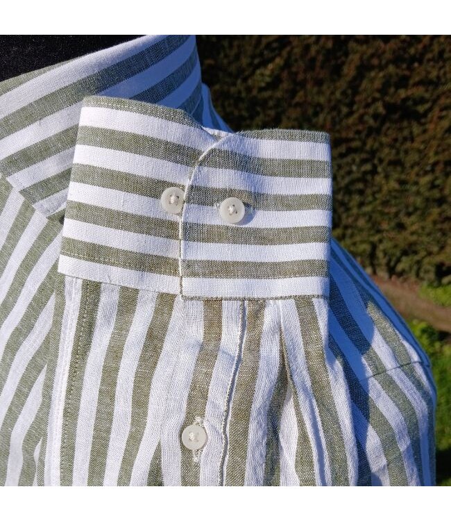 Le grenier du lin Long-sleeved shirt, green stripes